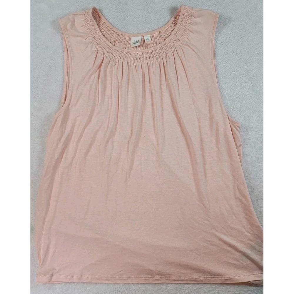 GAP Sleeveless Smocked Neck Blouse in Light Peach
